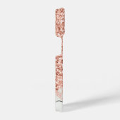 大理石テクスチャおよびバラグリッター iPhoneケース (右側面)