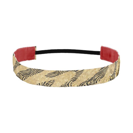 大理石テクスチャのゼブラ縞金ゴールド アスレチックヘッドバンド (正面)