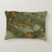 大理石テクスチャオリーブフェイクグリーンゴールド箔 アクセントクッション (裏面)