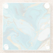 大理石テクスチャターコイズと金ゴールドシルバー ガラスコースター (裏面)