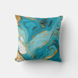 大理石テクスチャターコイズと金ゴールドシルバー クッション