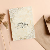 大理石テクスチャフローラレースムスリムメンディ式 招待状