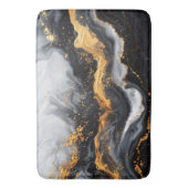 大理石テクスチャブラックグレー金ゴールドバスマット バスマット (正面縦)