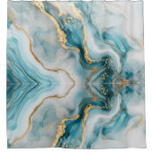 大理石テクスチャブルーティール（緑がかった色）金ゴールドシャワーカーテン シャワーカーテン (正面)