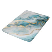 大理石テクスチャブルーティール（緑がかった色）金ゴールドバスマット バスマット (アングル)