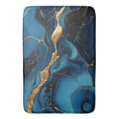 大理石テクスチャブルー金ゴールドバスマット バスマット (正面縦)