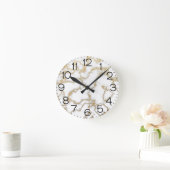 大理石テクスチャホワイト金ゴールドラグジュアリミニマルー ラウンド壁時計 (ホーム)