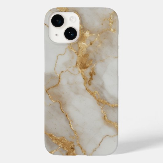 大理石テクスチャー – 高級ゴールドベイン柄 Case-Mate iPhoneケース (裏面)