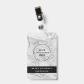 大理石テクスチャ会社名前をカスタムするバッジ バッジ (正面 （クリップ付）)