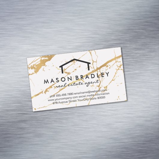 大理石テクスチャ |不動産実在代理業者 マグネット名刺 (インサイチュ)