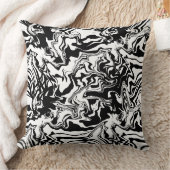 大理石テクスチャ – 白黒抽象芸術シームレス クッション (ブランケット)