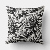 大理石テクスチャ – 白黒抽象芸術シームレス クッション (正面)