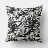 大理石テクスチャ – 白黒抽象芸術旋回 クッション (正面)