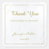 大理石テンプレートサンキューハンドスクリプト文字金ゴールド スクエアシール (正面)