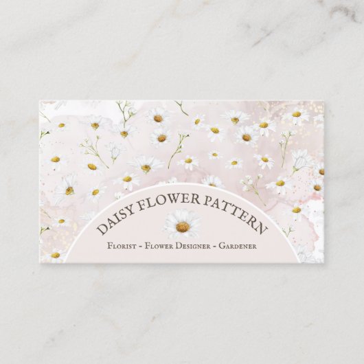 大理石デイジーフラワーパターンボタニカルベビーシッター 名刺 (正面)
