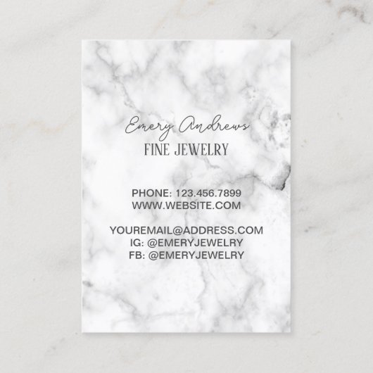 大理石デザイナージュエリーイヤリングホルダーディスプレイ 名刺 (裏面)