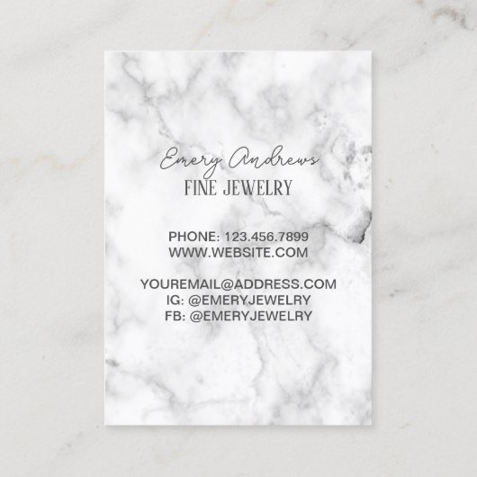 大理石デザイナージュエリーネックレスホルダーディスプレイ 名刺 (裏面)