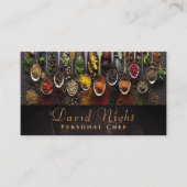 大理石デザインスプーンスパイスフードシェフケータリング 名刺 (正面)