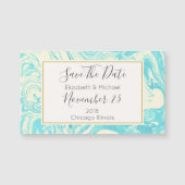 大理石デザインターコイズ結婚式の日付を保存 (正面)