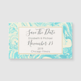 大理石デザインターコイズ結婚式の日付を保存
