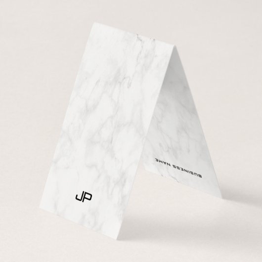 大理石デザインモダンモノグラムエレガントクリーン折り畳み 名刺 (裏面)