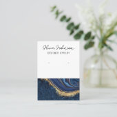 大理石ネイビーブルー金ゴールドジュエリーイヤリングディスプレイ 名刺 (スタンド正面)