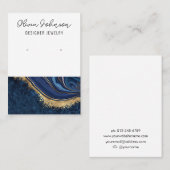 大理石ネイビーブルー金ゴールドジュエリーイヤリングディスプレイ 名刺 (正面/裏面)