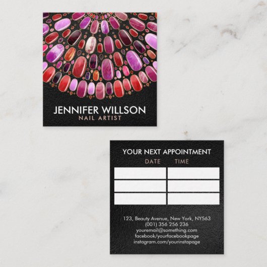 大理石ネイルアートマンダラ – アポイントメント スクエア名刺 (正面/裏面)