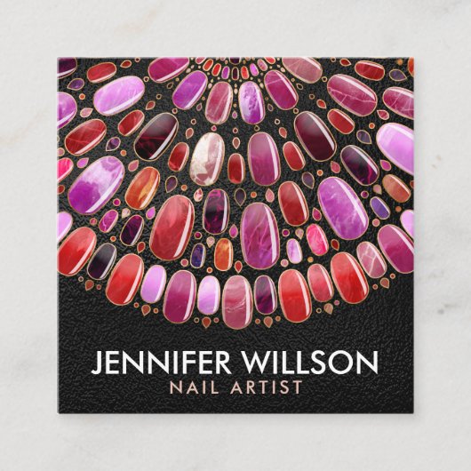 大理石ネイルアートマンダラ – アポイントメント スクエア名刺 (正面)