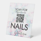 大理石ネイルサロンアポイントメントQRコード 台座サイン (正面)