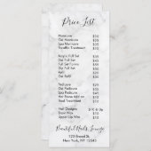 大理石ネイルサロンプロフェッショナル価格表メニュー メニュー (正面/裏面)