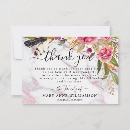 大理石バラエレガント葬儀食品サンキューカード サンキューカード (正面)