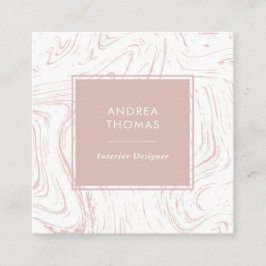 大理石バラピンクパターン正方形名刺 スクエア名刺