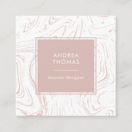 大理石バラピンクパターン正方形名刺 スクエア名刺 (正面)