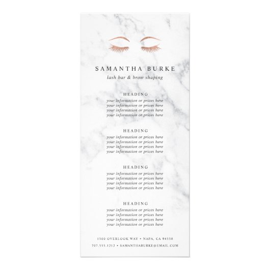 大理石バラ金ゴールドの点滅と眉の価格設定とサービス ラックカード (正面)