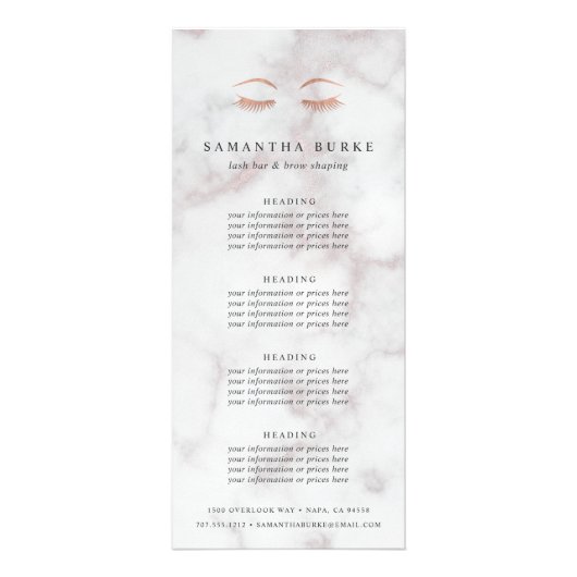 大理石バラ金ゴールドの点滅と眉の価格設定とサービス ラックカード (正面)