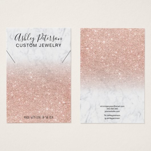 大理石バラ金ゴールドグリッターシックなネックレスディスプレイ (正面&裏面)