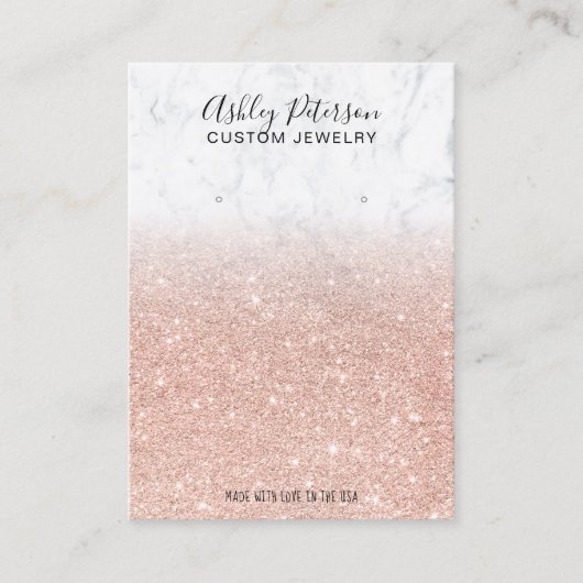 大理石バラ金ゴールドグリッタージュエリーイヤリング表示 名刺 (正面)