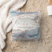 大理石バラ金ゴールドグリッターティール(緑がかった色)スクリプトモノグラム クッション (ブランケット)