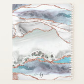 大理石バラ金ゴールドグリッターティール(緑がかった色)スクリプトモノグラム プランナー手帳 (裏面)