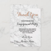 大理石バラ金ゴールドサンキューカード結婚婚約 招待状 (正面/裏面)
