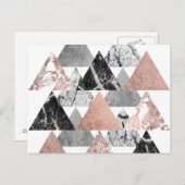 大理石バラ金ゴールドシルバーおよびフローラ地理三角形 ポストカード (正面/裏面)