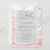 大理石バラ金ゴールドスウィート16誕生日 招待状 (正面)