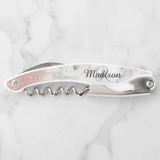 大理石バラ金ゴールドスタイリッシュモノグラムグリッター ソムリエナイフ (裏面)