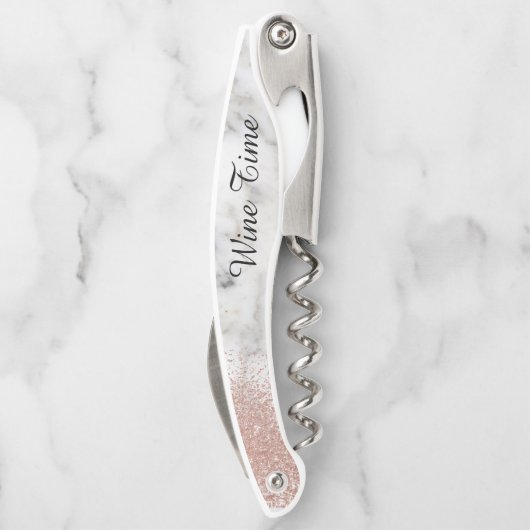 大理石バラ金ゴールドスタイリッシュワインタイムグリッター ソムリエナイフ (裏面)