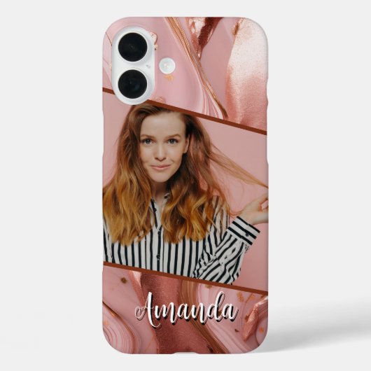 大理石バラ金ゴールドスパークルグラムフォト Case-Mate iPhoneケース (裏面)