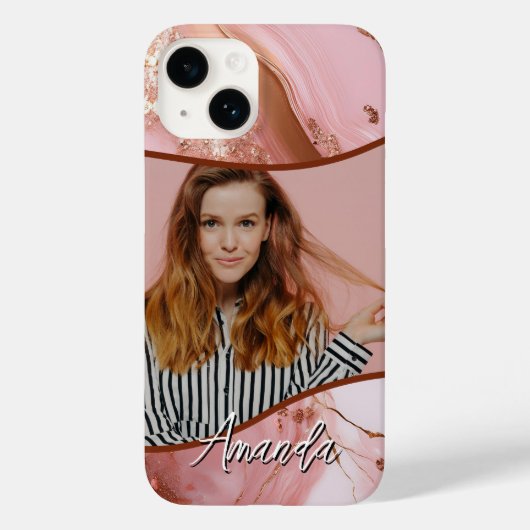 大理石バラ金ゴールドスパークルグラムフォト Case-Mate iPhoneケース (裏面)