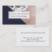 大理石バラ金ゴールドネイビーブルー三角形ジオメトリック 名刺 (正面/裏面)