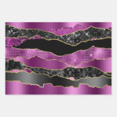 大理石バラ金ゴールドパープルグリッター金属箔 ラッピングペーパーシート (正面3)