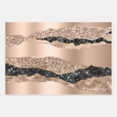 大理石バラ金ゴールドパープルグリッター金属箔 ラッピングペーパーシート (正面)